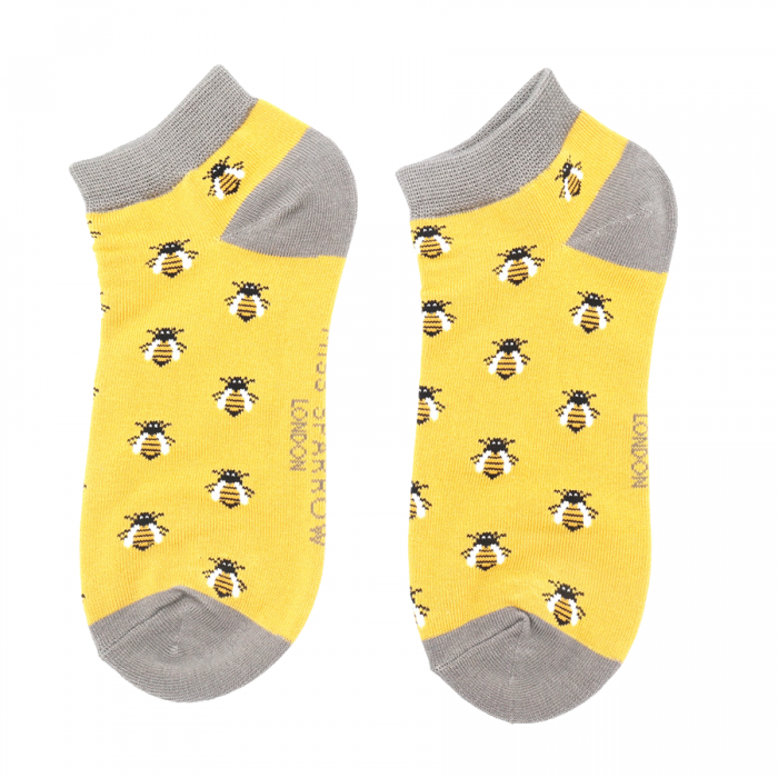 Sneaker Damen-Socken - Bamboo "Honey Bees, yellow" Größe 36 - 41