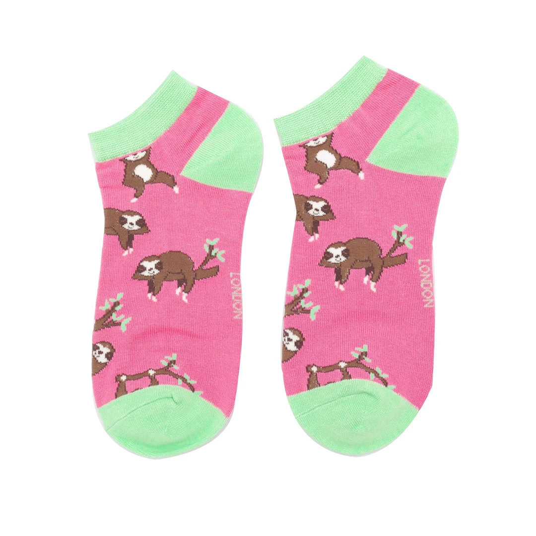 Sneaker Damen-Socken - Bamboo "Sloths, Hot Pink" Größe 36 - 41