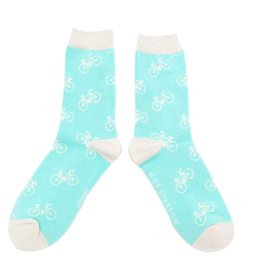Damen-Socken - Bamboo "Bikes, Aqua", Größe: 36 - 41