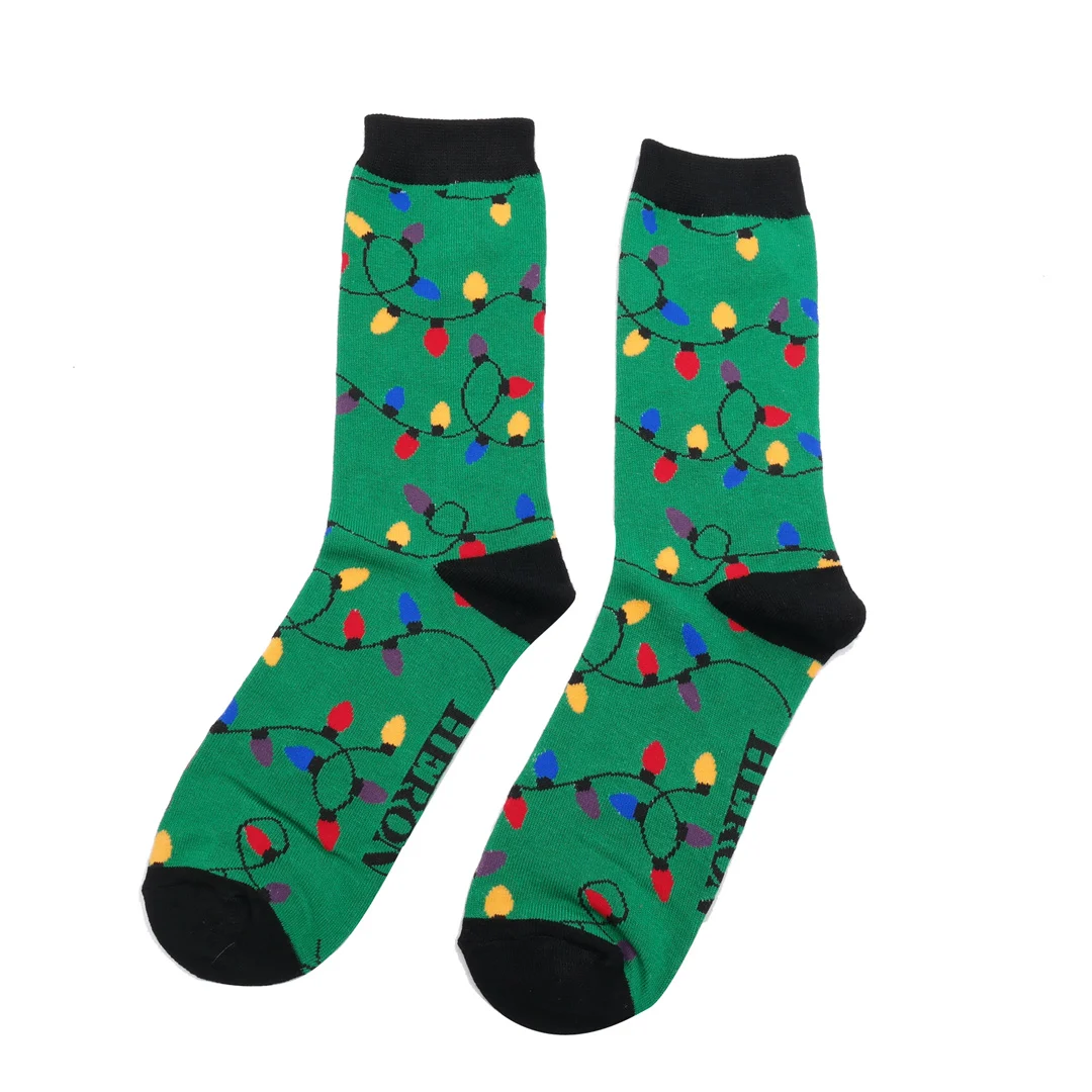 Männer-Socken - Bamboo "Christmas Lights, Green", Größe: 40 - 46