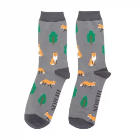 Männer-Socken - Bamboo "Fox in the Woods, Grey", Größe: 40 - 46