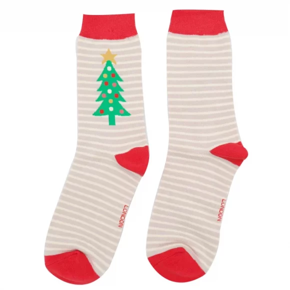 Damen-Socken - Bamboo "Festive Trees, Silver", Größe: 36 - 41