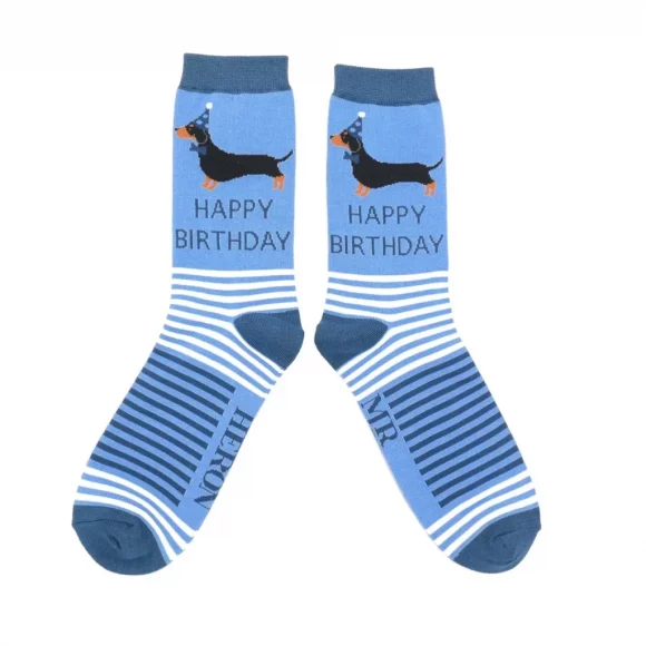 Männer-Socken - Bamboo "Birthday Sausage Dogs, Denim", Größe: 40 - 46