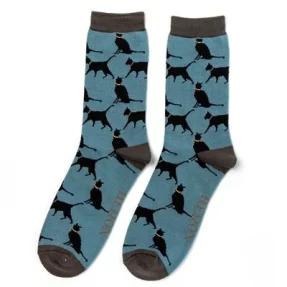 Männer-Socken - Bamboo "Lucky Cats, denim", Größe: 40 - 46