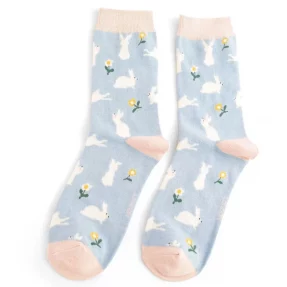 Damen-Socken - "Bunnies & Daisies, Powder Blue", Größe: 36 - 41