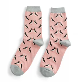 Damen-Socken - Bamboo "Kissing Puffins, dusky Pink",  Größe: 36 - 41