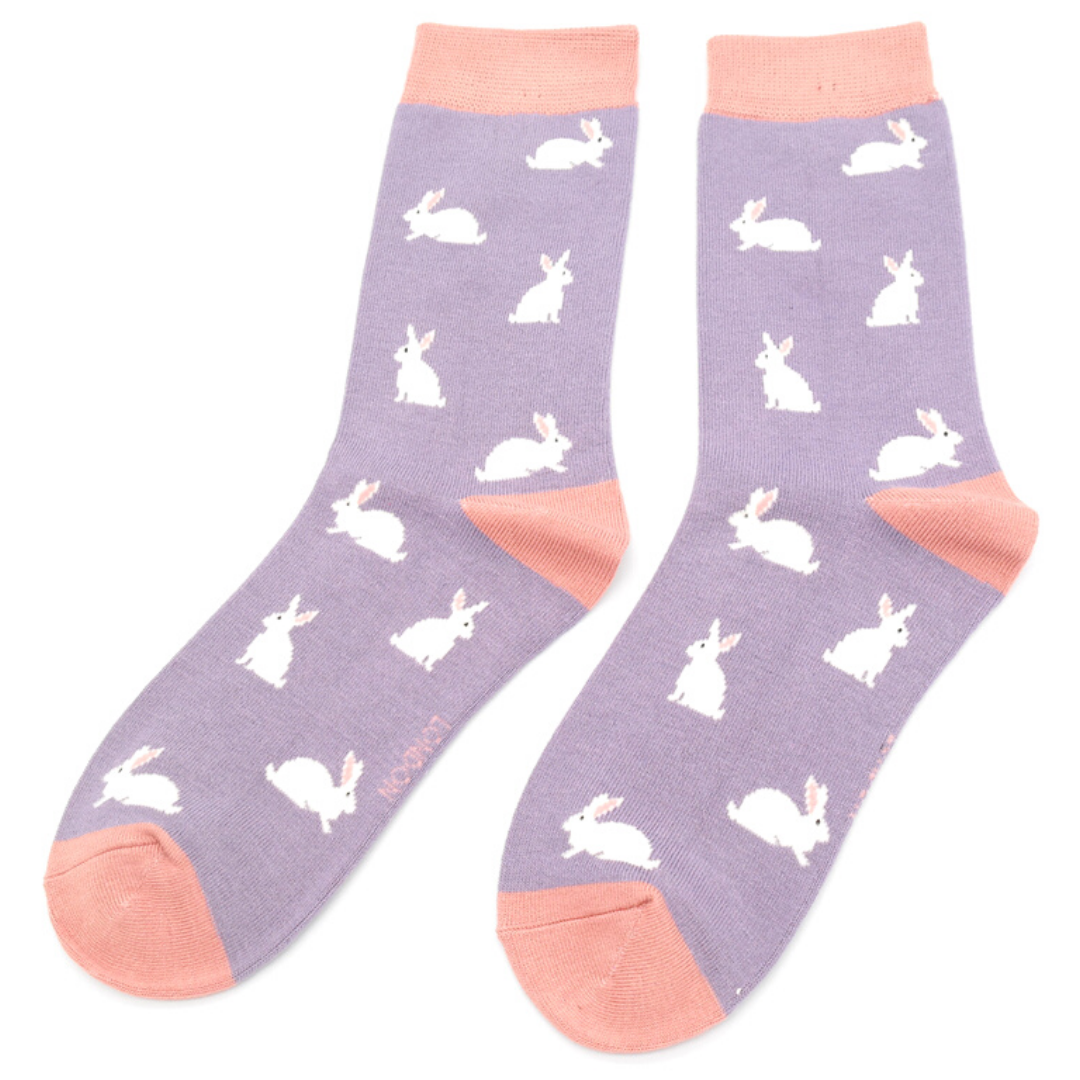Damen-Socken - Bamboo "Rabbits, Lilac", Größe: 36 - 41