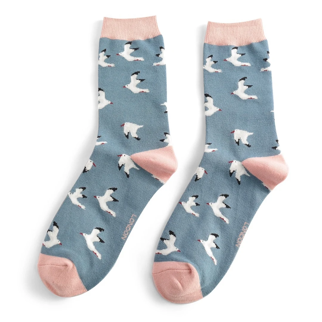 Damen-Socken - "Seagulls, Denim", Größe: 36 - 41