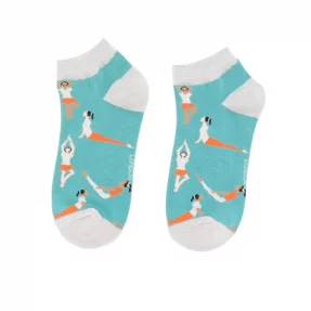 Sneaker Damen-Socken - Bamboo  "Yoga Poses, Duck Egg"  Größe 36 - 41