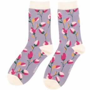 Damen-Socken - Bamboo  "Ditsy Flowers, Lavender",  Größe: 36 - 41