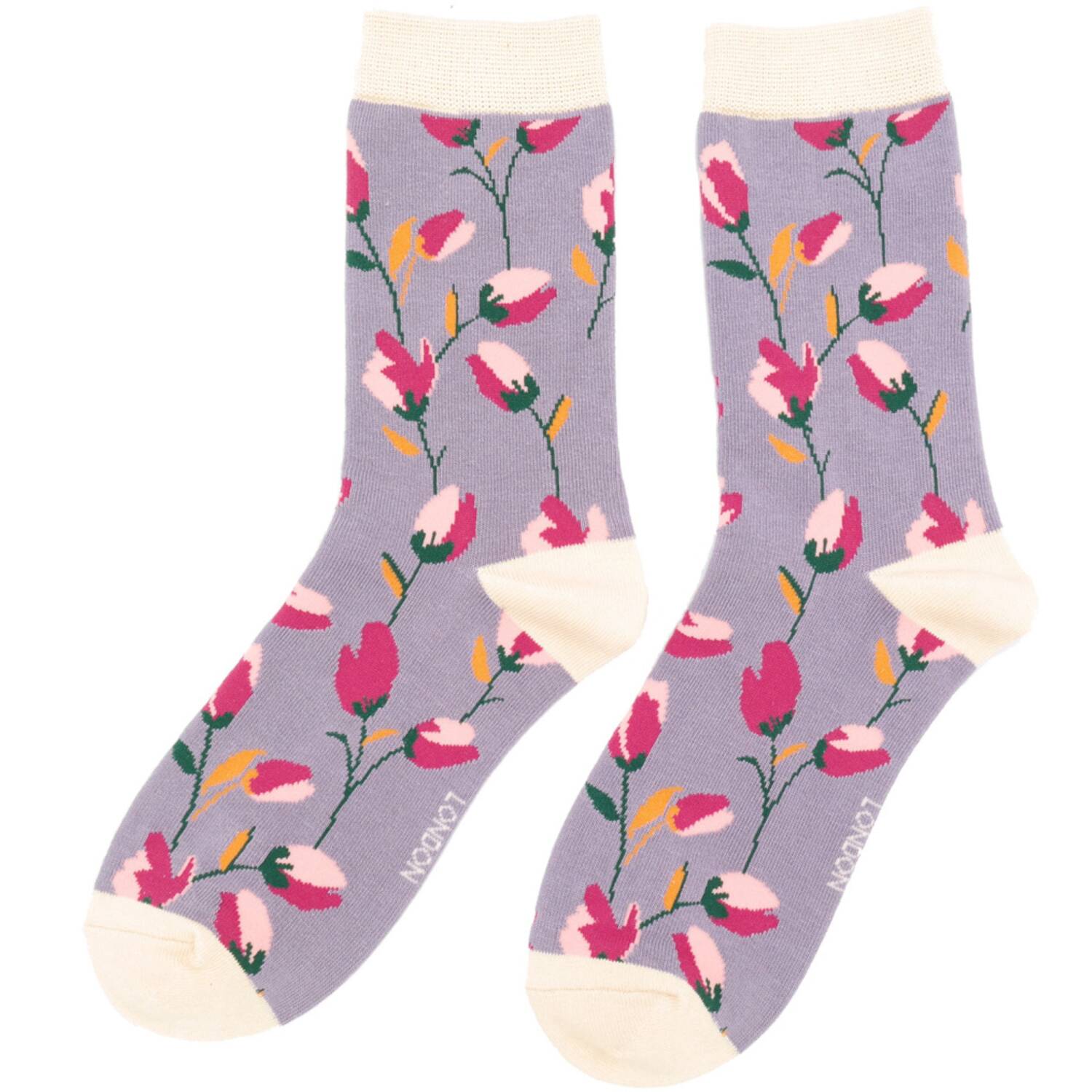 Damen-Socken - Bamboo "Ditsy Flowers, Lavender", Größe: 36 - 41