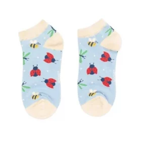 Sneaker Damen-Socken - Bamboo   "Love Bugs, Pale Blue",  Größe 36 - 41