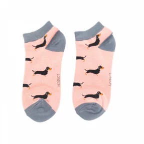 Sneaker Damen-Socken - Bamboo  "Little Sausage Dog, Dusky Pink",  Größe 36 - 41