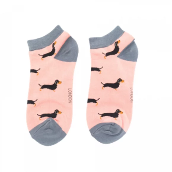 Sneaker Damen-Socken - Bamboo  "Little Sausage Dog, Dusky Pink",  Größe 36 - 41