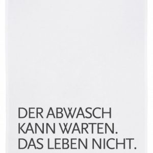 17;30 Geschirrtuch weiss "Der Abwasch kann warten..."