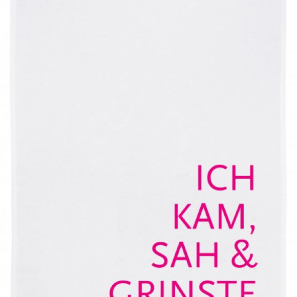 17;30 Geschirrtuch weiss "Ich kam, sah und grinste..."