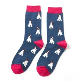 Damen-Socken - Bamboo "Fox Terriers, Navy", Größe: 36 - 41