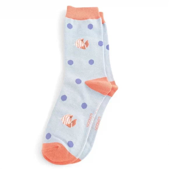 Damen-Socken - Bamboo "Tropical Fish, Powder Blue", Größe: 36 - 41