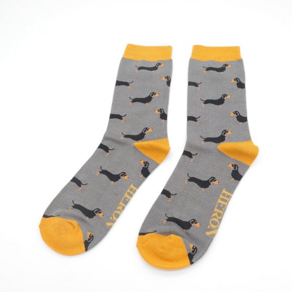 Männer-Socken - Bamboo "Little Sausage Dogs, grey", Größe: 40 - 46