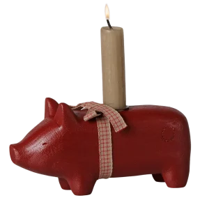 Maileg - "Holzschwein-Kerzenhalter, medium-rot"