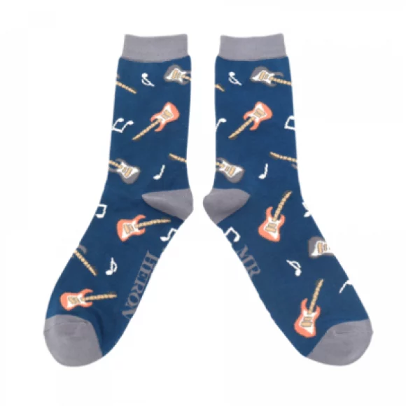 Männer-Socken - Bamboo "Guitars, Navy", Größe: 40 - 46