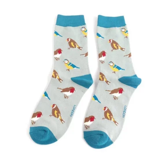 Damen-Socken - Bamboo "Garden Birds, Aqua", Größe: 36 - 41