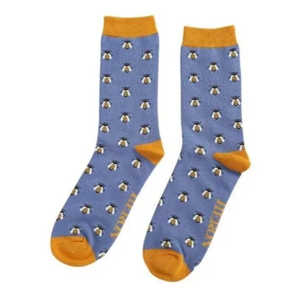 Männer-Socken - Bamboo "Honey Bees, Blue" Navy, Größe: 40 - 46