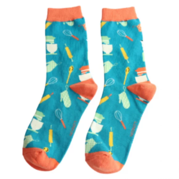 Damen-Socken - Bamboo "Home Baker, Teal", Größe: 36 - 41