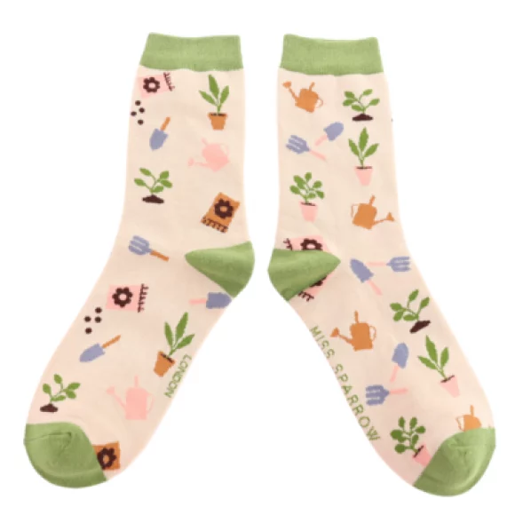 Damen-Socken - Bamboo  "In The Allotment, Cream", Größe: 36 - 41