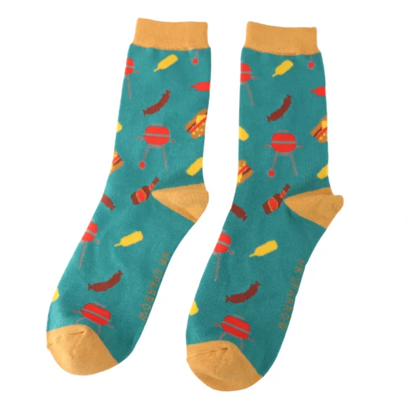 Männer-Socken - Bamboo "BBQ, Teal" Größe: 40 - 46