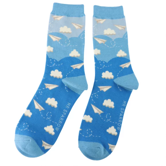 Männer-Socken - Bamboo "Paper Planes, Sky Blue"Größe: 40 - 46