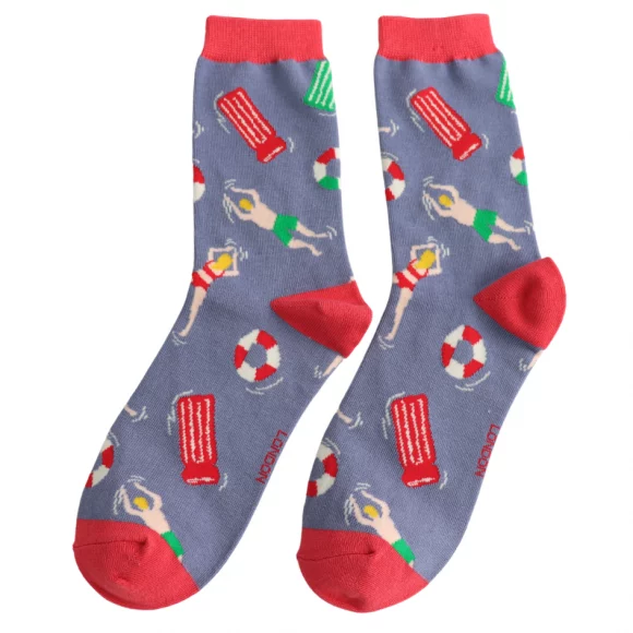 Damen-Socken - Bamboo "At The Pool, Denim", Größe: 36 - 41