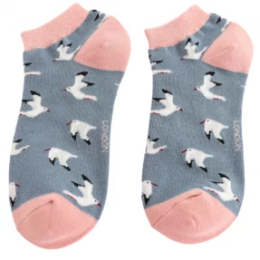 Sneaker Damen-Socken - Bamboo "Seagulls, denim", Größe 36 - 41