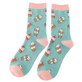 Damen-Socken -   "Coffee & Cake, duck Egg", Größe: 36 - 41