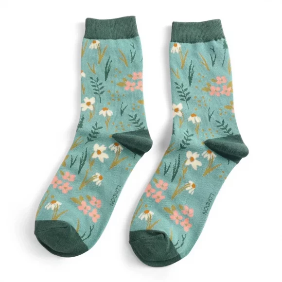 Damen-Socken - Bamboo "Meadow, Duck Egg", Größe: 36 - 41