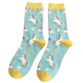 Damen-Socken - Bamboo "Unicorns, Duck Egg", Größe: 36 - 41