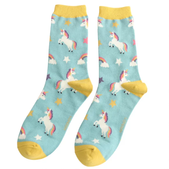 Damen-Socken - Bamboo "Unicorns, Duck Egg", Größe: 36 - 41