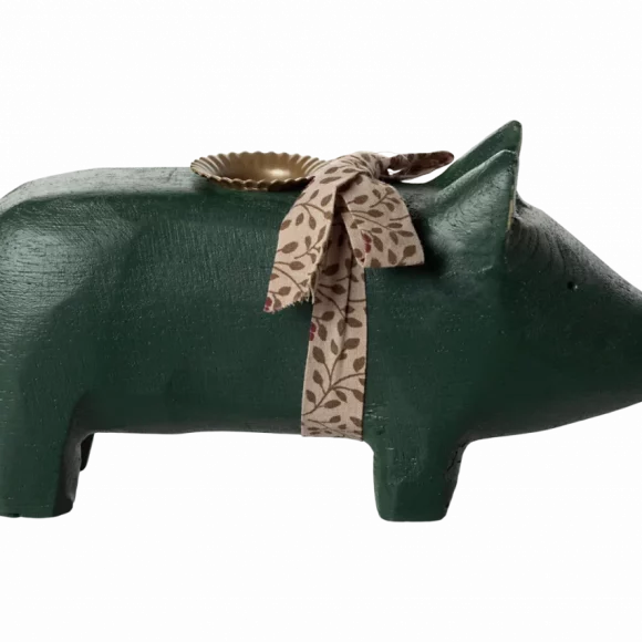 Maileg - Holzschwein-Kerzenhalter, medium-grün