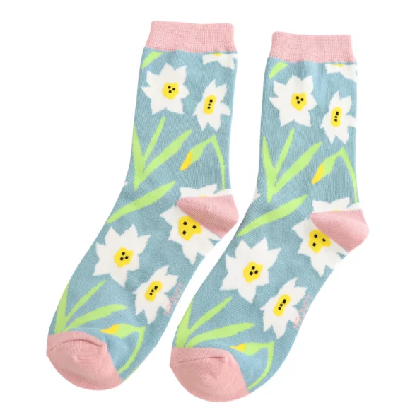 Damen-Socken - Bamboo "Daffodils, Duck Egg"Größe: 36 - 41