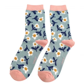 Damen-Socken - Bamboo, "Lazy Daisy, Duck Egg", Größe: 36 - 41
