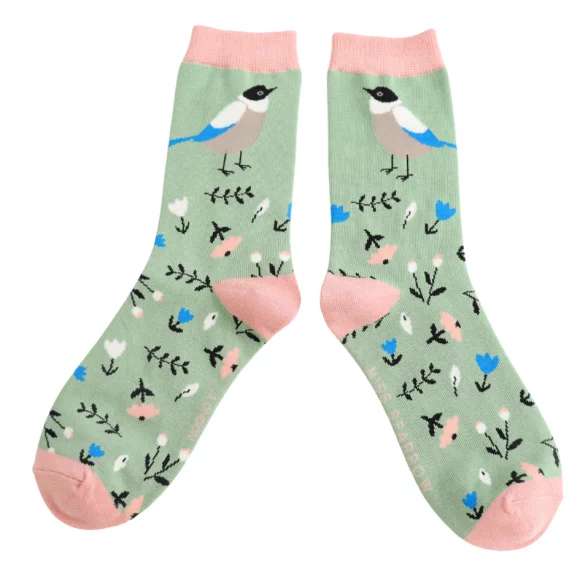 Damen-Socken - Bamboo "Birdie, Green", Größe: 36 - 41