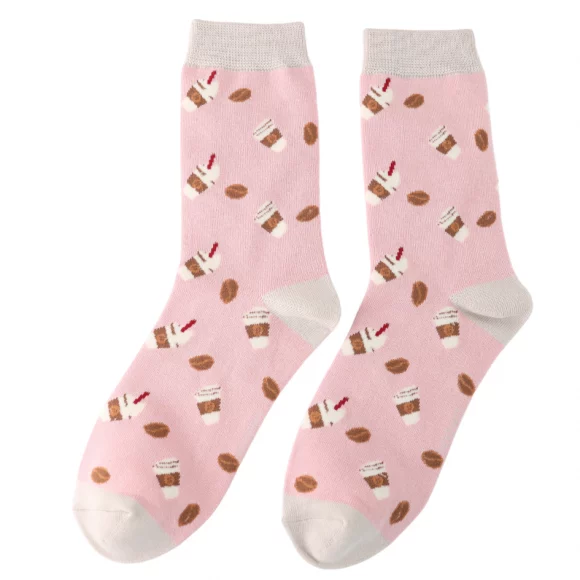 Damen-Socken - "Takeaway Coffee, Pink", Größe: 36 - 41