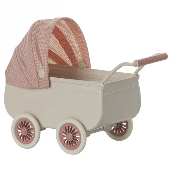 Maileg - "Kinderwagen" Maus, Koralle