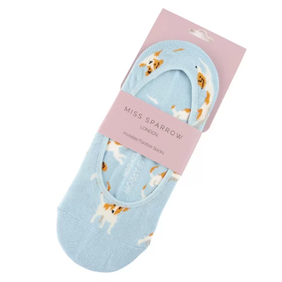 Damen - Füßlinge - "Jack Russels, Powder Blue", Gr. 37-41