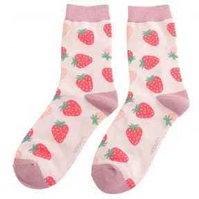 Damen-Socken - "Little Strawberries, Light Pink", Größe: 36 - 41