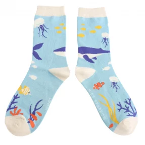 Damen-Socken - "Underwater, Powder Blue", Größe: 36 - 41