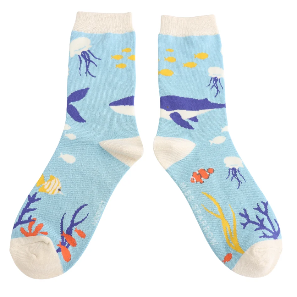 Damen-Socken - "Underwater, Powder Blue", Größe: 36 - 41