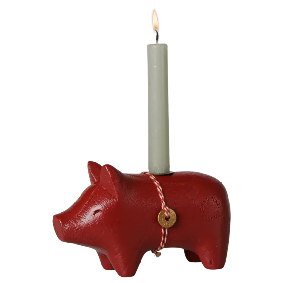 Maileg - "Holzschwein-Kerzenhalter, klein-rot"