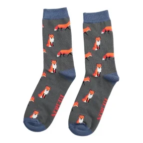 Männer-Socken - Bamboo "Foxes, Charcoal", Größe: 40 - 46