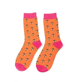 Damen-Socken - Bamboo "Honey Bees, Burnt Orange", Größe: 36 - 41